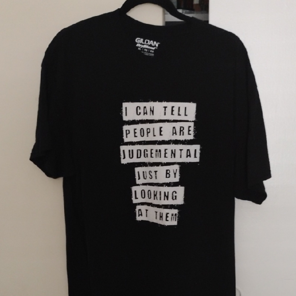Gildan Black Tee with White Text